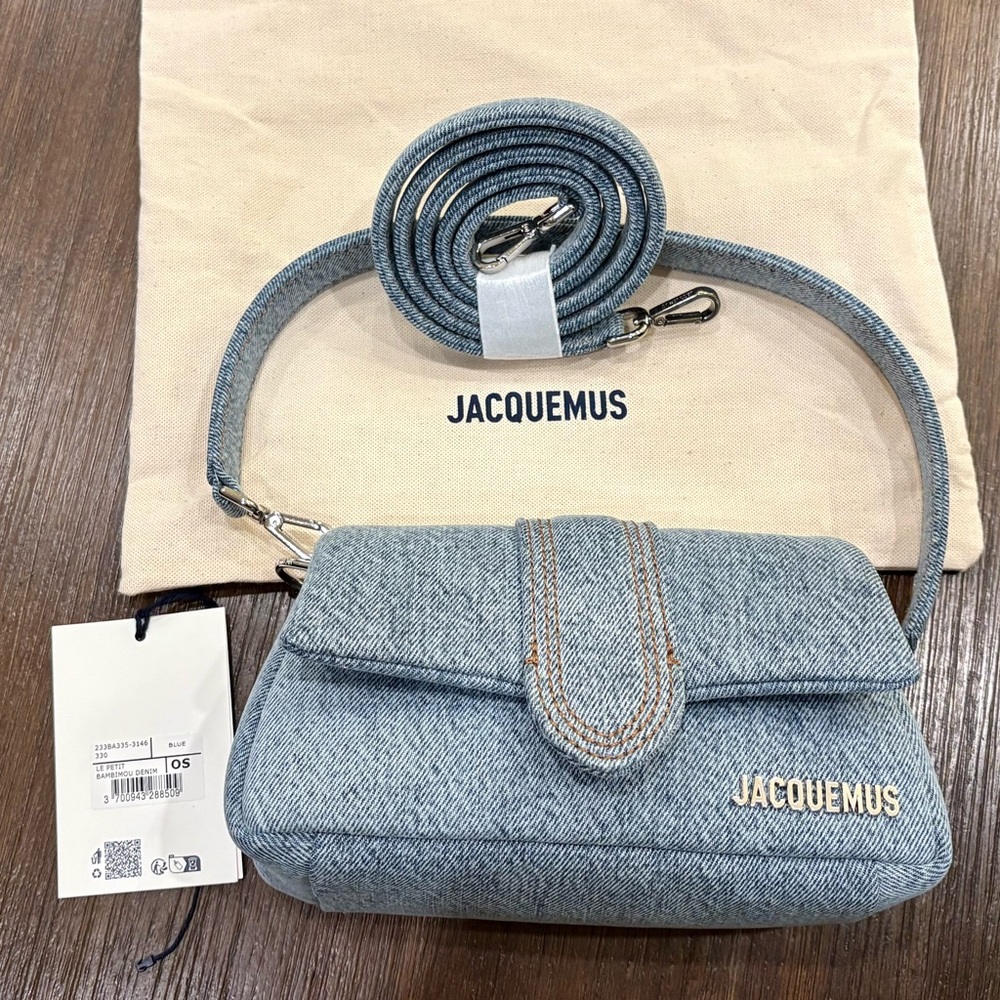 Jacquemus Le Petit Bambimou Denim Hand Bag Purse Crossbody New With Tags